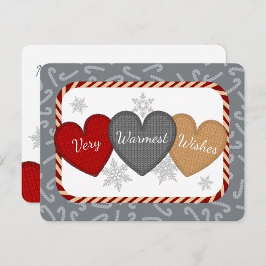 糸セーターハート編み物クロチェットクリスマス シーズンカード (正面/裏面)