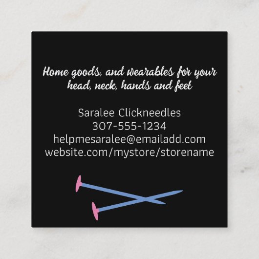 糸ハート編み物編み針クラフトショー スクエア名刺 (裏面)