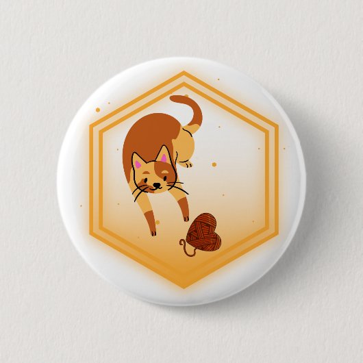 糸ボタン付き猫 缶バッジ (正面)