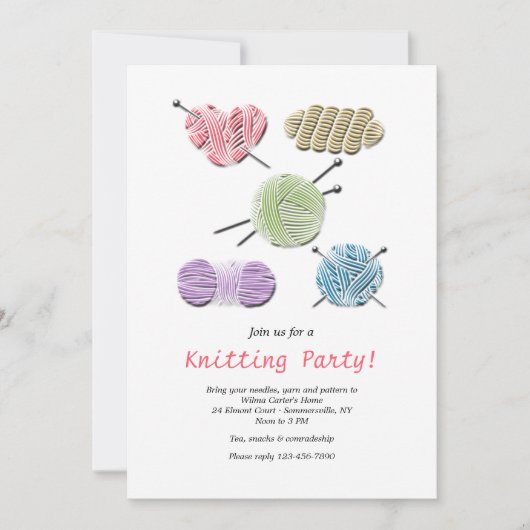 糸回収編み物パーティー 招待状 (正面)