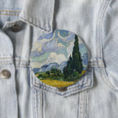 糸杉のある麦畑、油絵、ゴッホ 缶バッジ (インサイチュ)