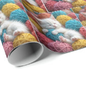 糸玉の白カラフルい子猫 ラッピングペーパー (ロールコーナー)