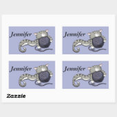 糸玉を持つ漫画子猫 長方形シール (シート)