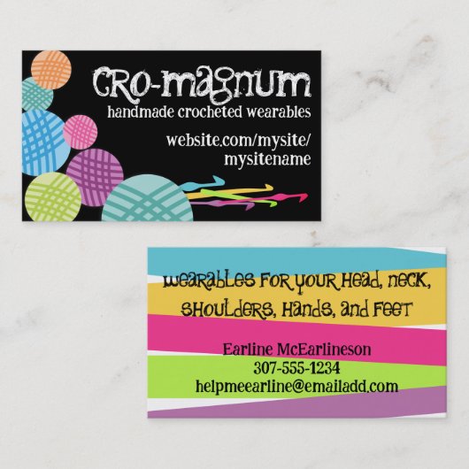 糸玉カラフルはビジネスカードを引く 名刺 (正面/裏面)