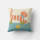 糸玉ストライプの付き玩具猫 クッション (裏面)