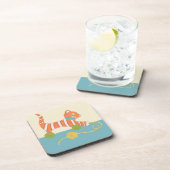 糸玉ストライプの付き玩具猫 コースター (右側)