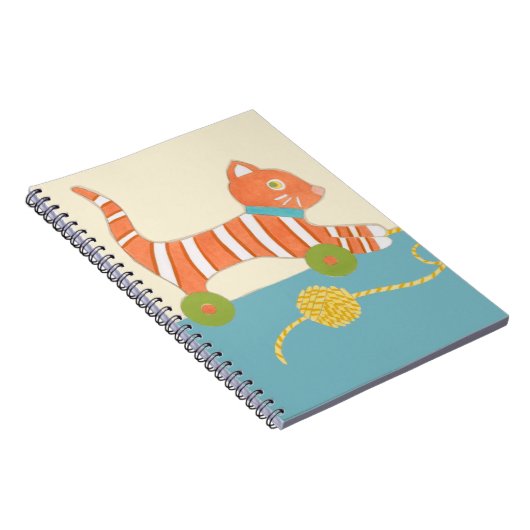 糸玉ストライプの付き玩具猫 ノートブック (右側)