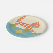 糸玉ストライプの付き玩具猫 ペーパープレート (アングル)