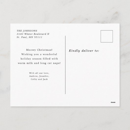 糸玉猫メリー写真入りのかわいい赤い台本 シーズンポストカード (裏面)