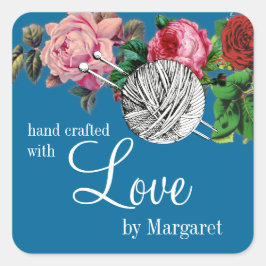 糸玉編み物針ヴィンテージバララベル スクエアシール