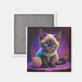 糸球付き美しい若子猫 マグネット (正面/裏面)