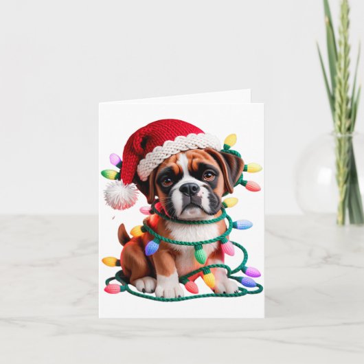 糸箱 ボクサー犬 縫う 編み物 かぎ針編み クリスマス カード (正面)