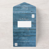 糸素朴は青い木結婚を一つ一つ照らす オールインワン招待状 (外側)