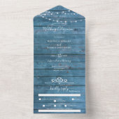 糸素朴は青い木結婚を一つ一つ照らす オールインワン招待状 (内側)