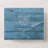 糸素朴は青い木結婚を一つ一つ照らす オールインワン招待状 (裏面)