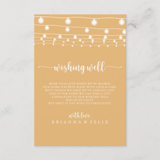 糸素朴灯が黄色結婚の願い井戸 エンクロージャーカード (正面)