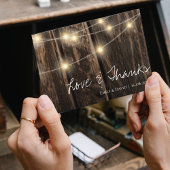 糸素朴灯付き結婚木材 サンキューカード