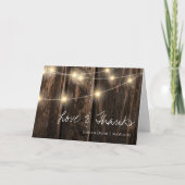 糸素朴灯付き結婚木材 サンキューカード (正面)