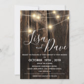 糸素朴灯付き結婚木材 招待状 (正面)