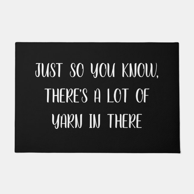 糸編み機が沢山あおもしろいる ドアマット (正面)