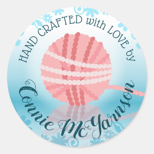 糸編み物ラブステッカーで手作りクロシェ ラウンドシール (正面)