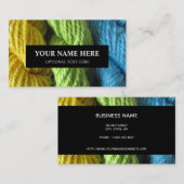 糸編み物手紡ぎ黄緑青写真 名刺 (正面/裏面)