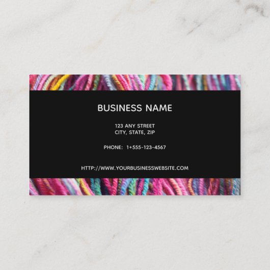 糸編み物手紡機テクスチャピンク写真 名刺 (裏面)