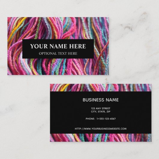 糸編み物手紡機テクスチャピンク写真 名刺 (正面/裏面)