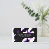 糸編み物白紫黒 名刺 (スタンド正面)