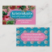 糸編み物針編み機ヴィンテージバラ 名刺 (正面/裏面)