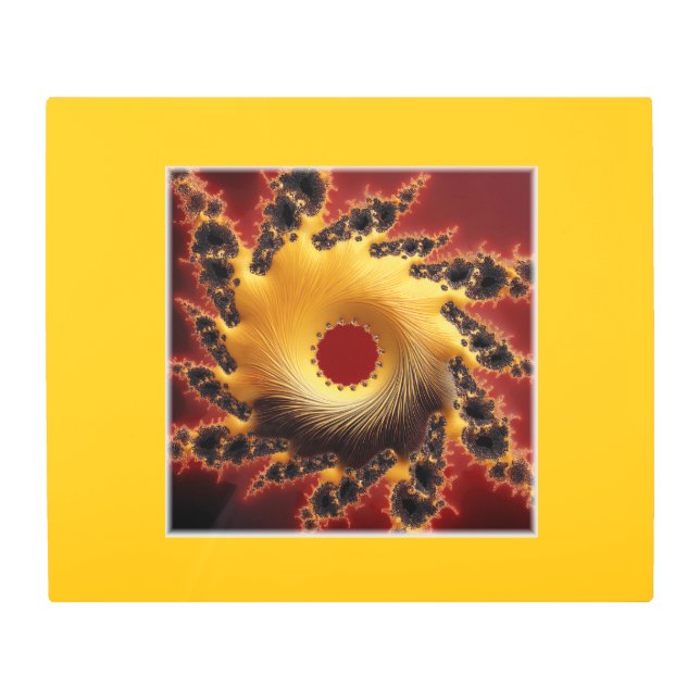 糸製黒及び金ゴールドフラクタル メタルプリント (正面)