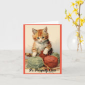 糸誕生日グリーティングカード付き子猫 カード (黄色い花)
