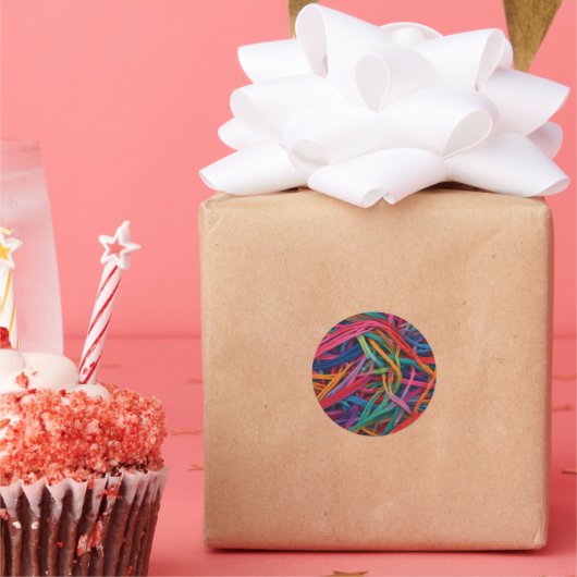 糸鮮やか混沌 – テキスカラフルティーアートプリント ラウンドシール (パーティー)