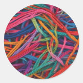 糸鮮やか混沌 – テキスカラフルティーアートプリント ラウンドシール (正面)