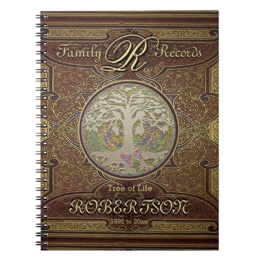 系図学の系譜の金ゴールドのヴィンテージの一見 ノートブック (正面)