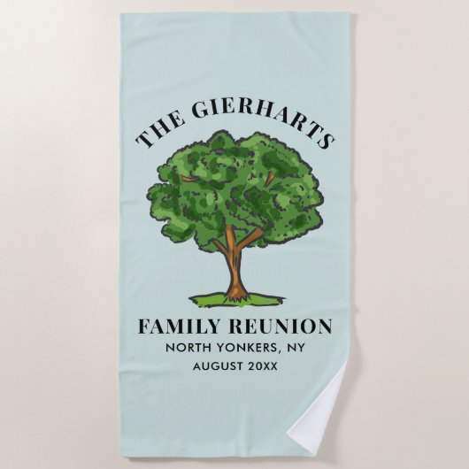 系図学ツリーファミリー懇親会いとこ達が集まる ビーチタオル (正面)