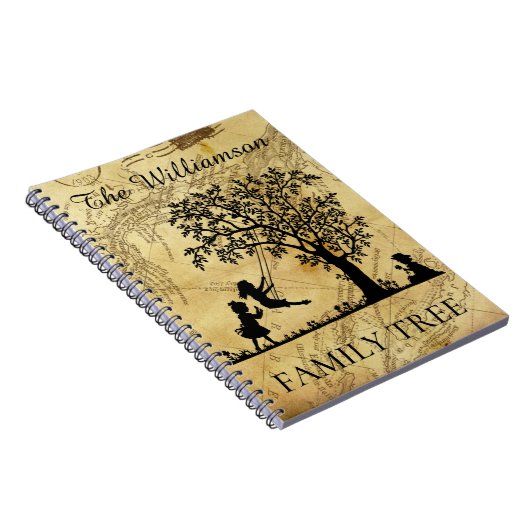 系図学パーソナライズされたヴィンテージのツリー ノートブック (右側)