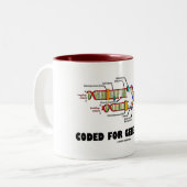 系図学(DNAの写し)のためにコードされる ツートーンマグカップ (正面左)