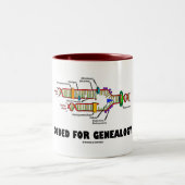 系図学(DNAの写し)のためにコードされる ツートーンマグカップ (中央)