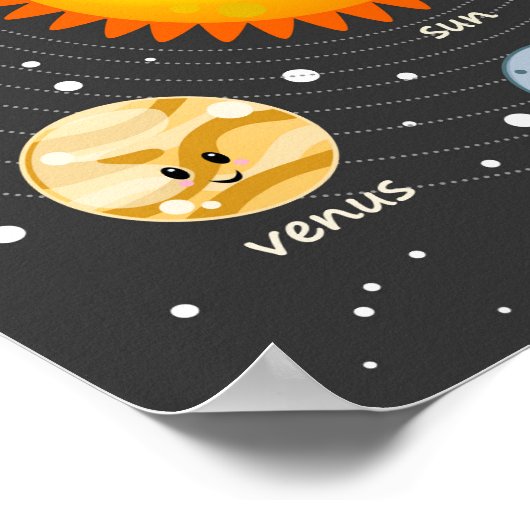 系太陽のかわいいイラストレーション太陽と惑星 ポスター (角)