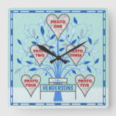 系譜のカスタム5の写真のコラージュの冬フロスト スクエア壁時計 (正面)