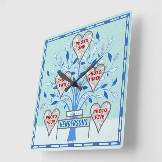 系譜のカスタム5の写真のコラージュの冬フロスト スクエア壁時計 (傾斜)