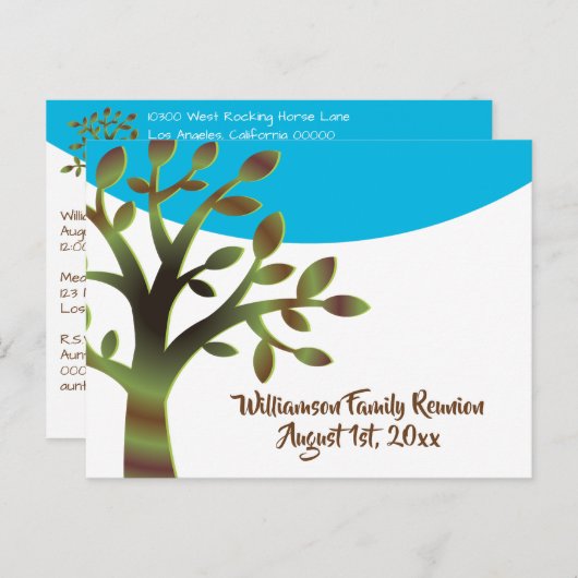 系譜の家族会のピクニック収集の招待 インビテーションポストカード (正面/裏面)