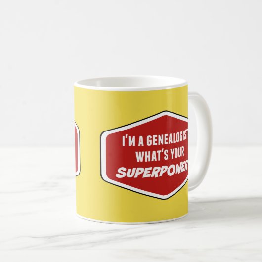 系譜家スーパーパワーカスタムイエローマグ コーヒーマグカップ (正面右)