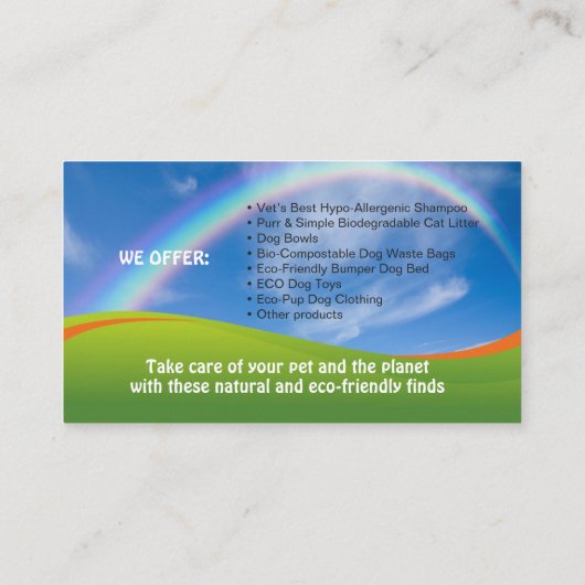 紀元前にオーガニックなプロダクトのディストリビューターのために 名刺 (裏面)