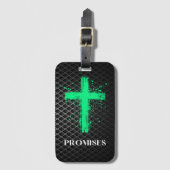 約束の言葉と緑の十字架 – Christian Faith ラゲッジタグ (正面縦)