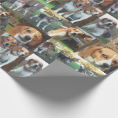 約遠ぼえするビーグル犬のモンタージュの包装紙 ラッピングペーパー (角)