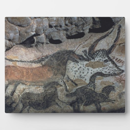 約17,000年前の牛と馬の岩絵 フォトプラーク (正面)