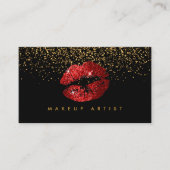 紅い唇を持つメイク金ゴールド 名刺 (正面)