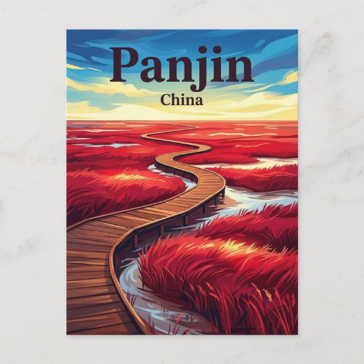 紅い浜中国 ポストカード (正面)